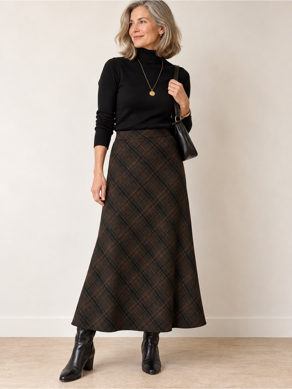 Vintage Jessica Sport Plaid Wool Blend Maxi Skirt Made in Canada Size 14